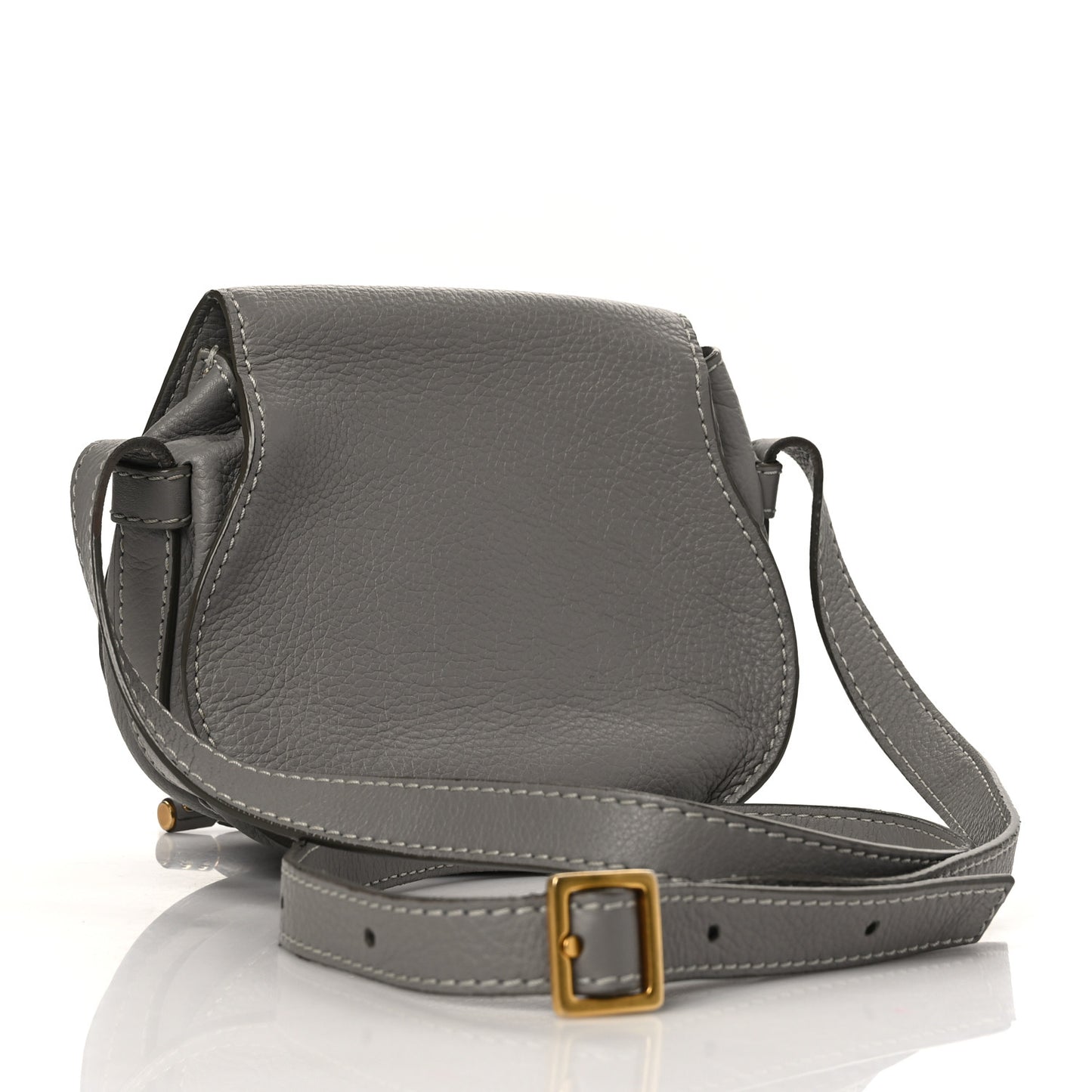 Calfskin Mini Marcie Round Crossbody Bag Grey
