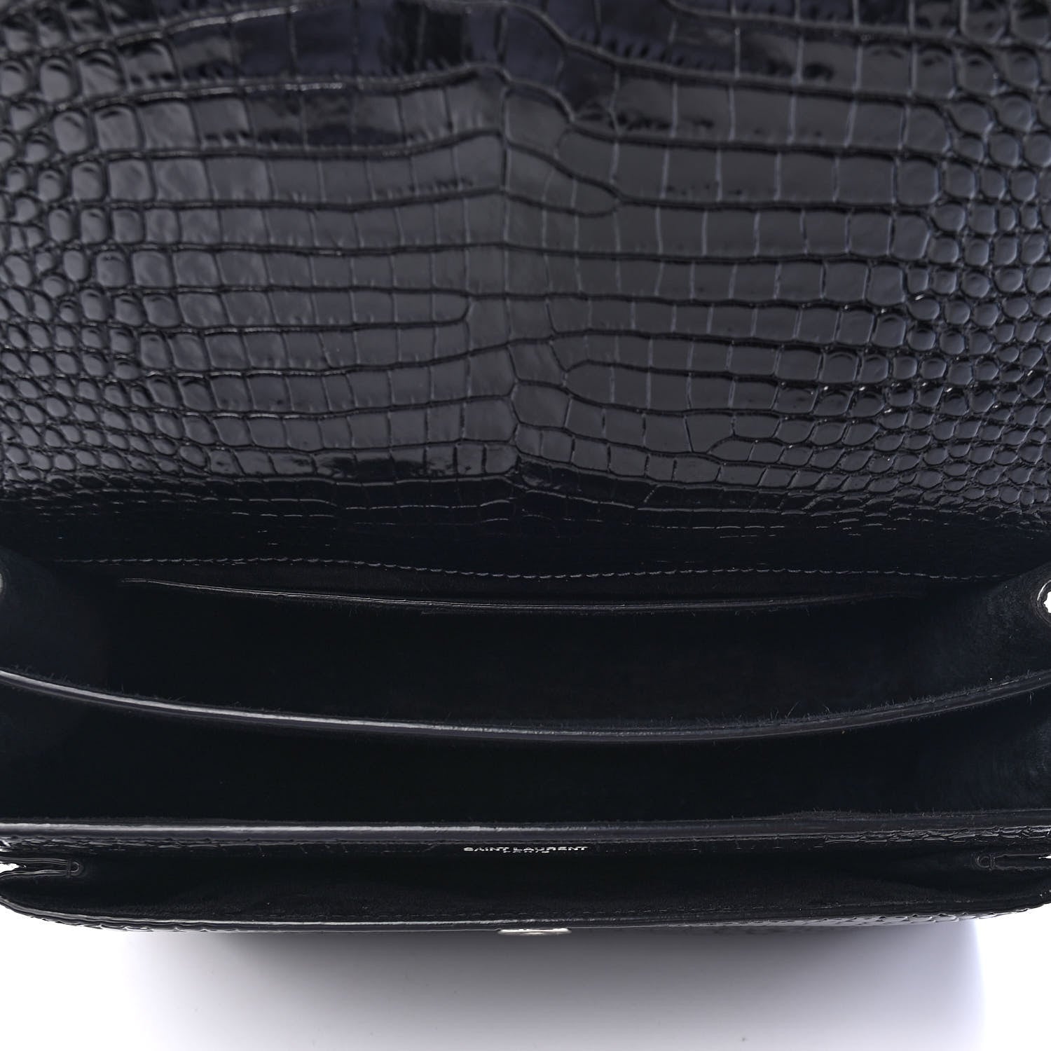 Saint Laurent Calfskin Crocodile Embossed Large Monogram Sunset Black 4 of 4