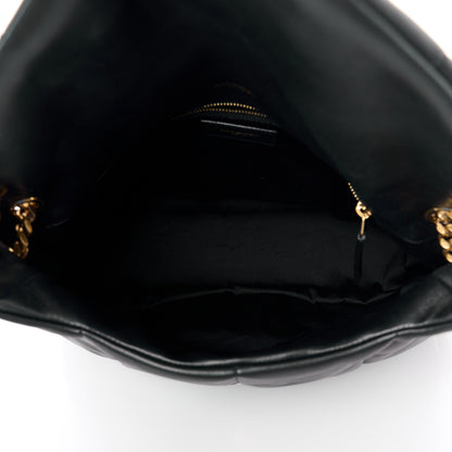Salvatore Ferragamo Lambskin Quilted Medium Loulou Puffer Monogram Chain Satchel Black 5 of 11