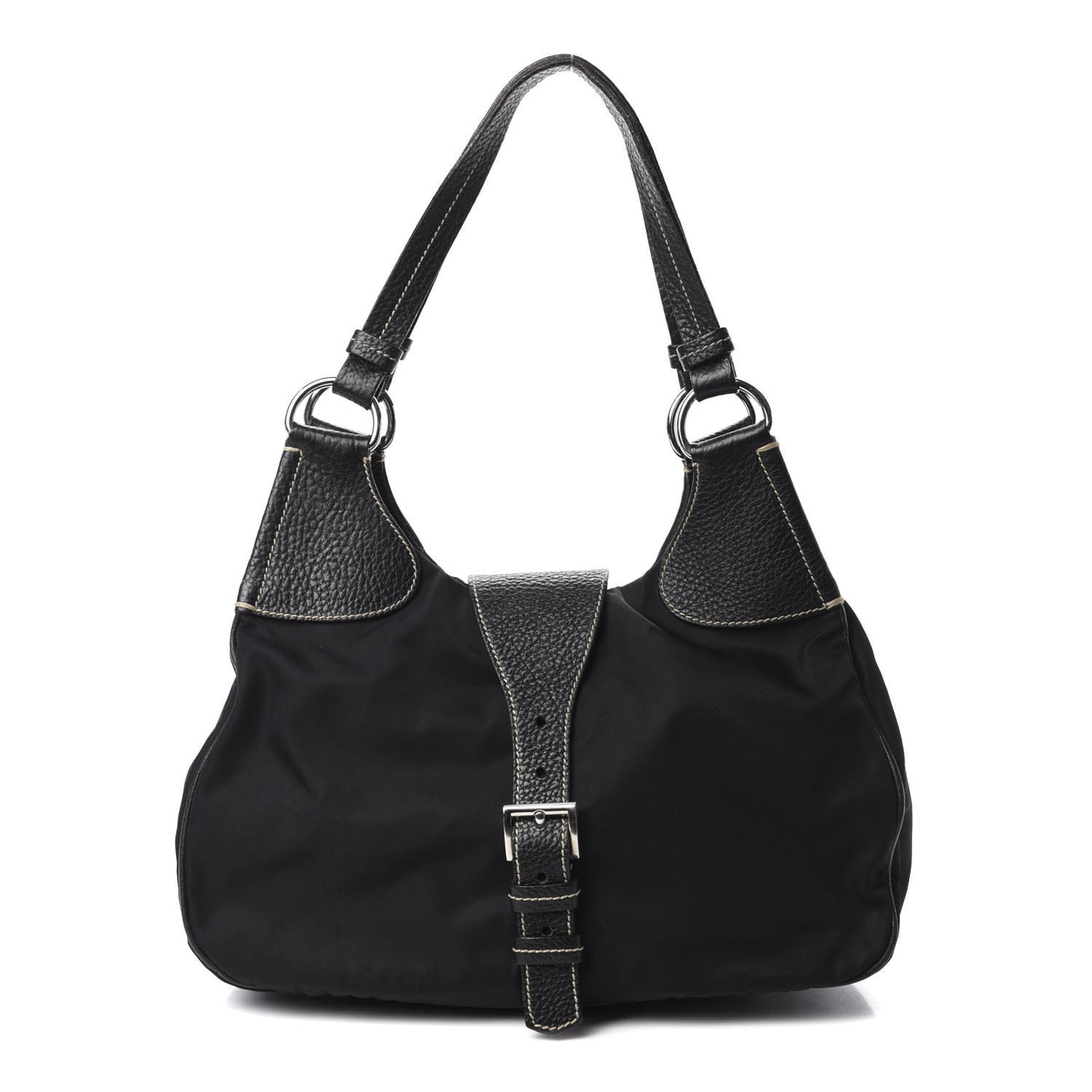 Tessuto Nylon Vitello Daino Hobo Black