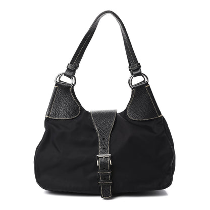Prada Tessuto Nylon Vitello Daino Hobo Black 1 of 15