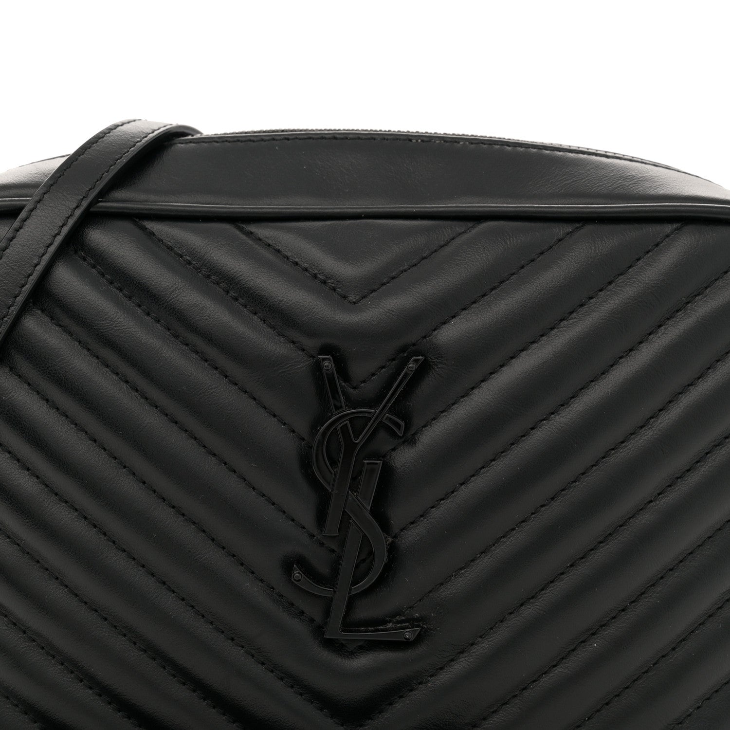 Saint Laurent Calfskin Matelasse Monogram Monochrome Lou Camera Bag Black 8 of 11