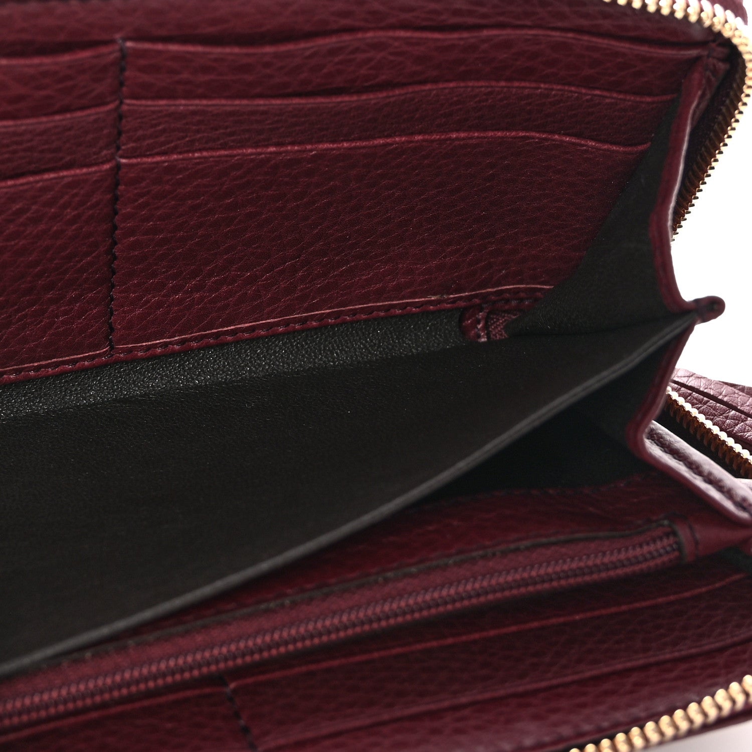 Gucci Pebbled Calfskin Soho Zip Around Wallet Classic Burgundy 5 of 8