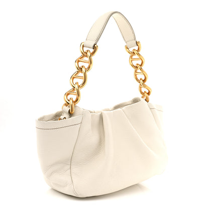 Prada Cervo Pleats Small Shoulder Bag Talco 3 of 15
