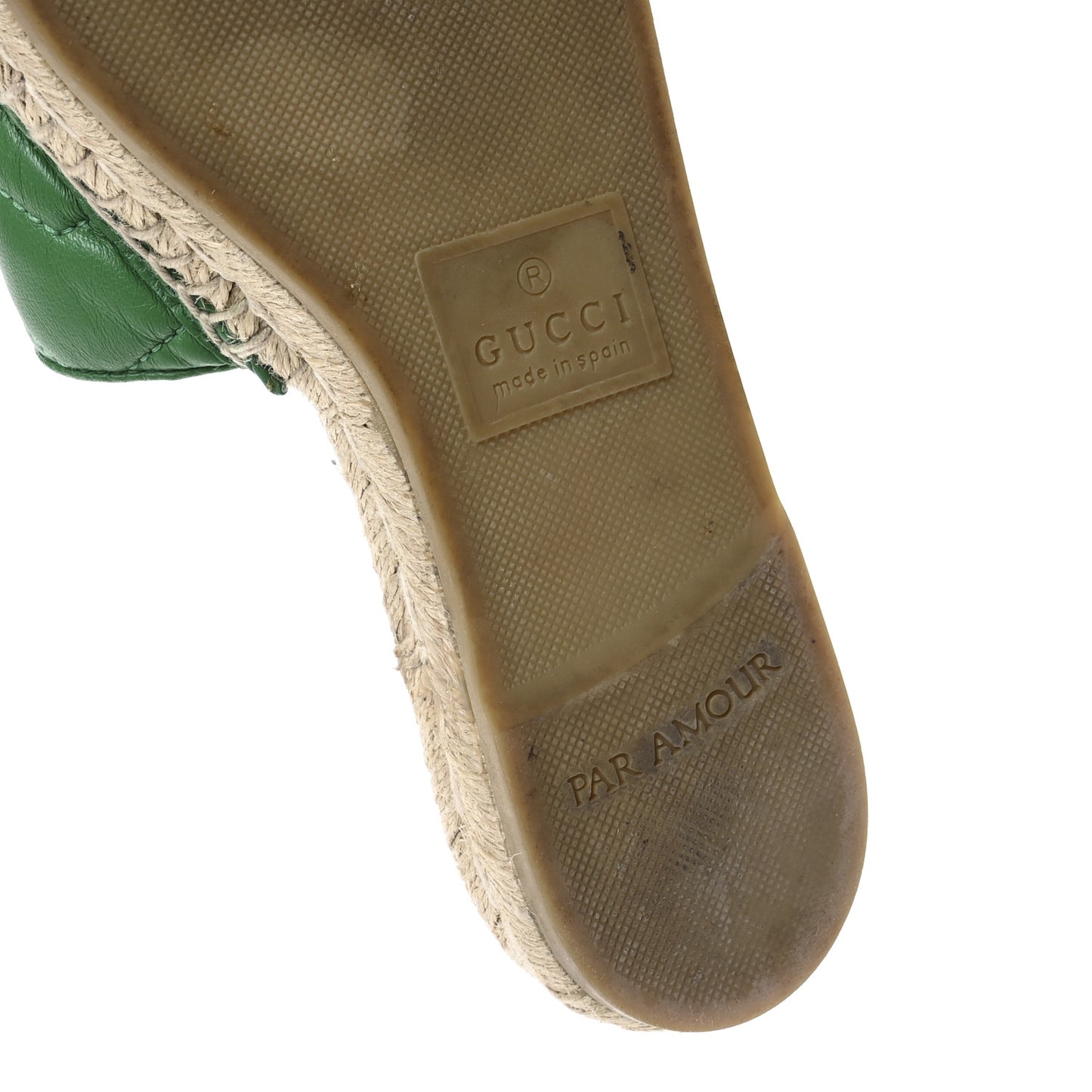 Nappa Matelasse GG Marmont Espadrille Slide Sandals 35.5 New Shamarock