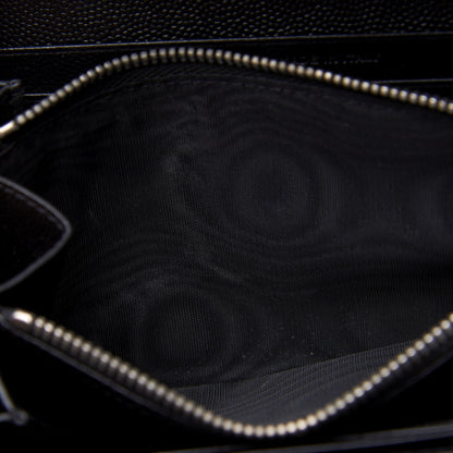 Saint Laurent Grain De Poudre Matelasse Chevron Monogram Flap Wallet Black 9 of 11