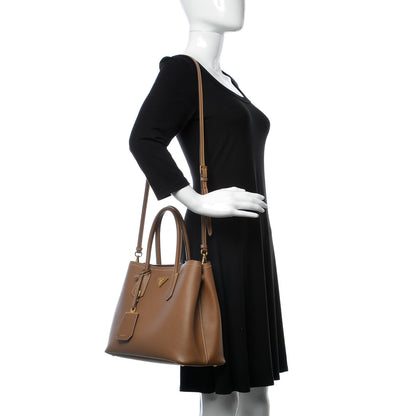 Prada Saffiano Cuir Medium Double Bag Cannella Cocco 3 of 12