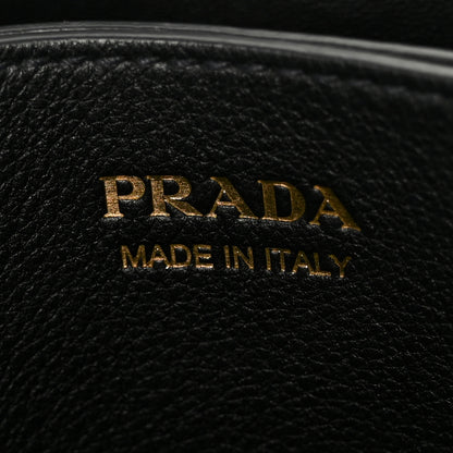 Prada Soft Grain Calfskin Studded Large Buckle Bag With Belt Black 7 of 10
