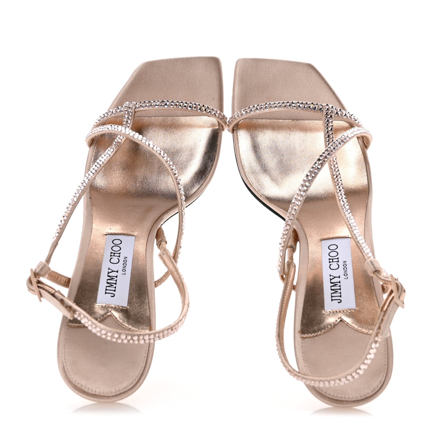 Satin Crystal Etana 80 Sandals 39.5 Macaron
