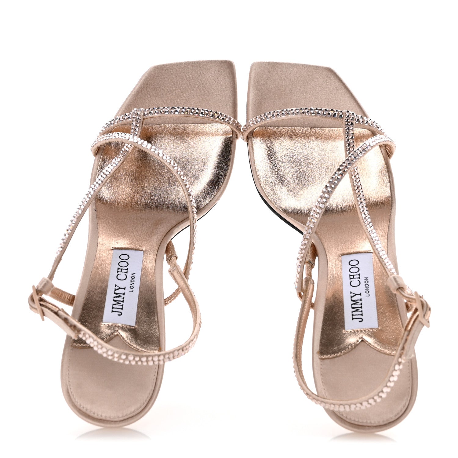 Jimmy Choo Satin Crystal Etana 80 Sandals 39.5 Macaron 2 of 11