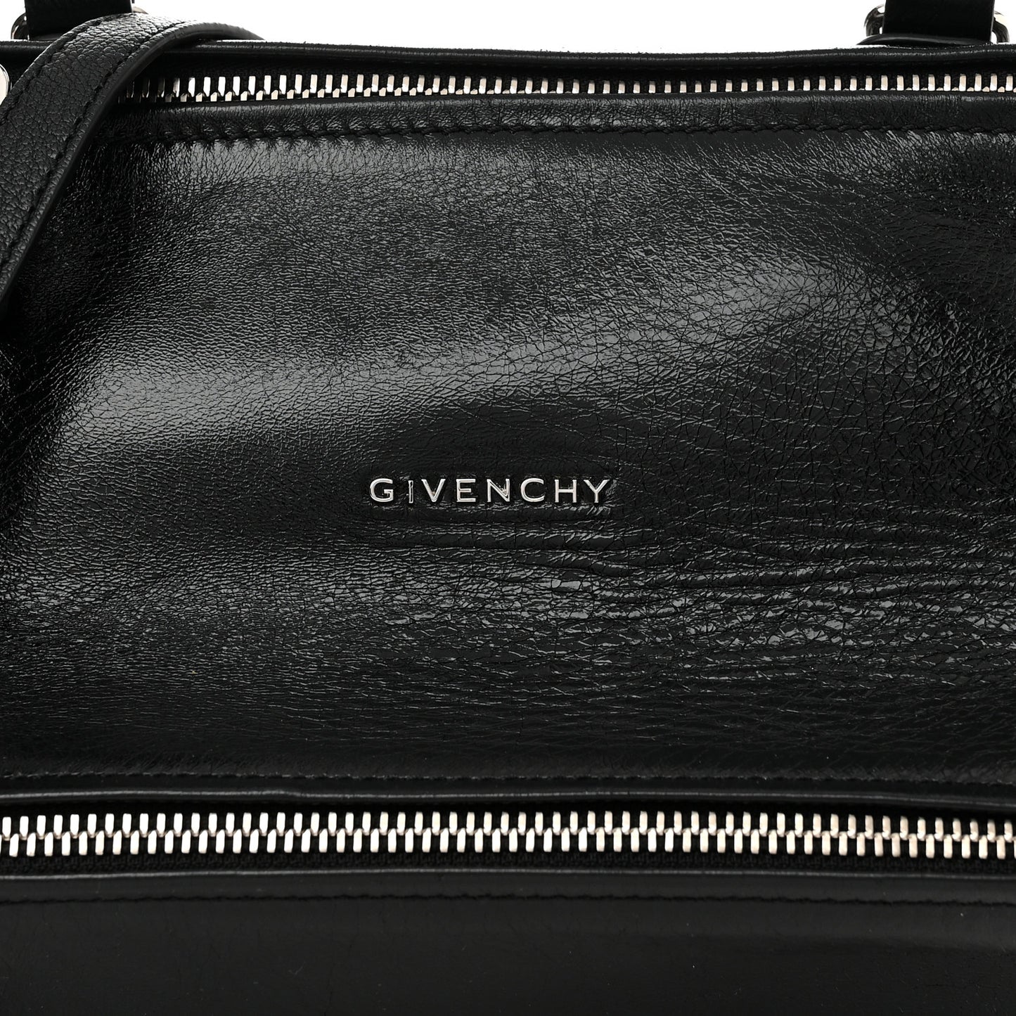 Crinkled Patent Small Pandora Black