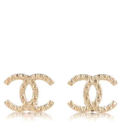 Chanel Textured CC Clip On Earrings Light Gold 1 of 4