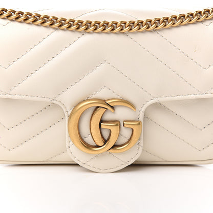Gucci Calfskin Matelasse Super Mini GG Marmont Shoulder Bag White 10 of 11