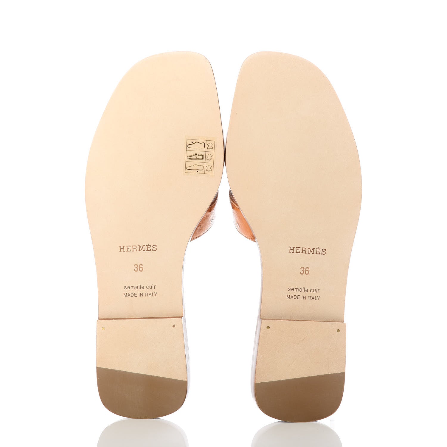 Hermes Ostrich Oran Sandals 36 Brun Fauve 6 of 10