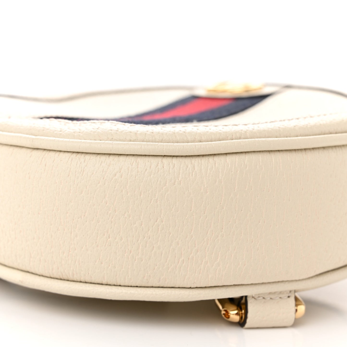Textured Calfskin Web Mini Ophidia Round Backpack Mystic White
