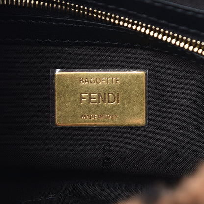 Fendi Shearling Vitello Dolce Macro FF 1974 Baguette Tobacco Black 7 of 11