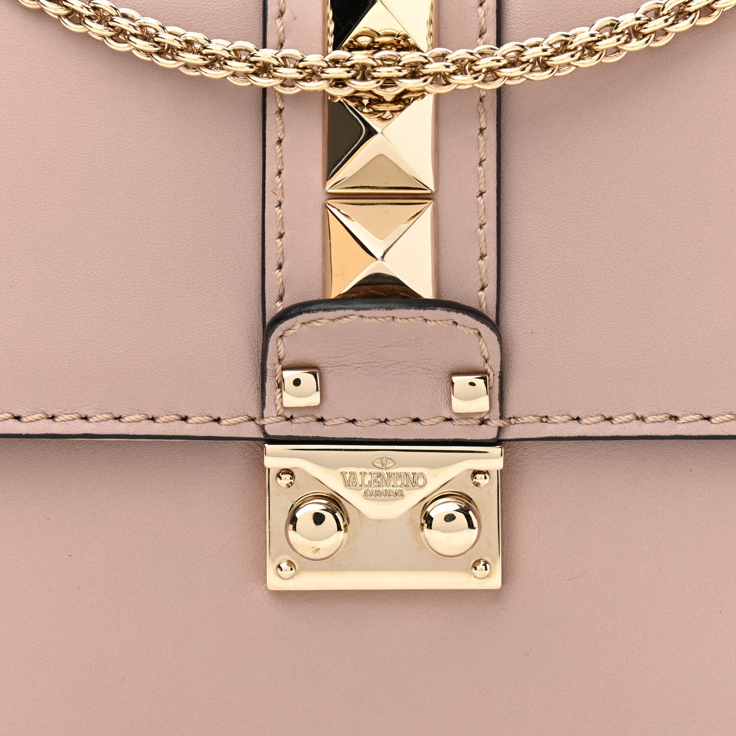 Valentino Garavani Vitello Small Glam Lock Rockstud Flap Poudre 7 of 12