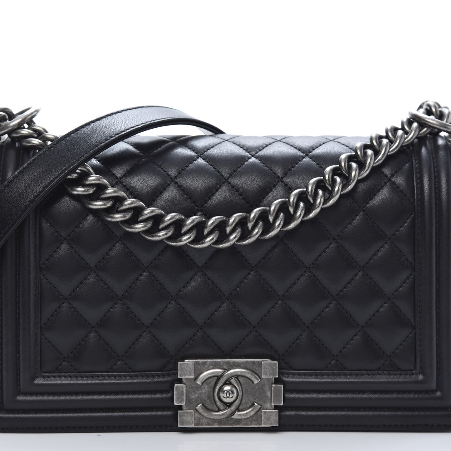 Calfskin Quilted Medium Boy Flap Black