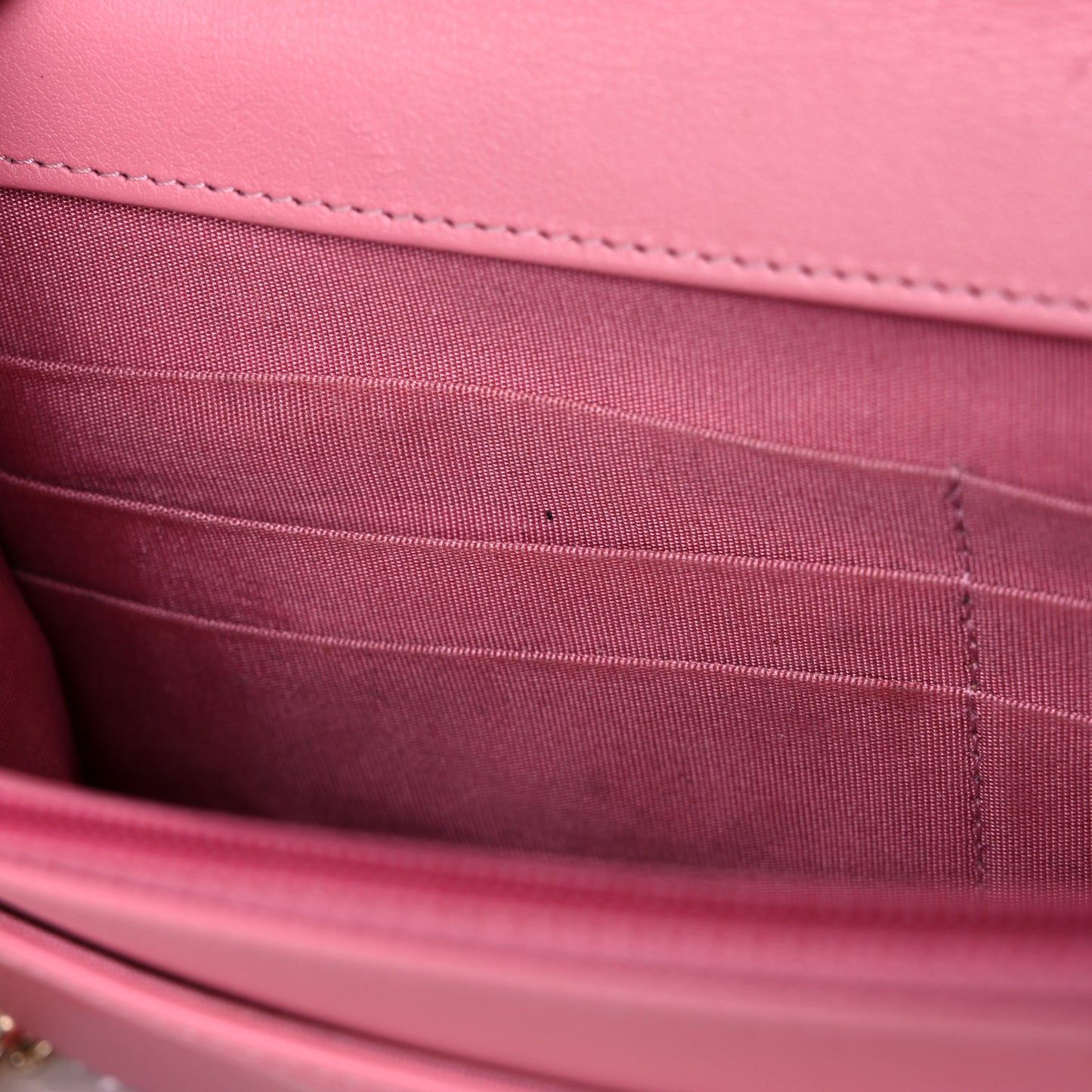 Caviar Quilted Boy Wallet On Chain WOC Pink