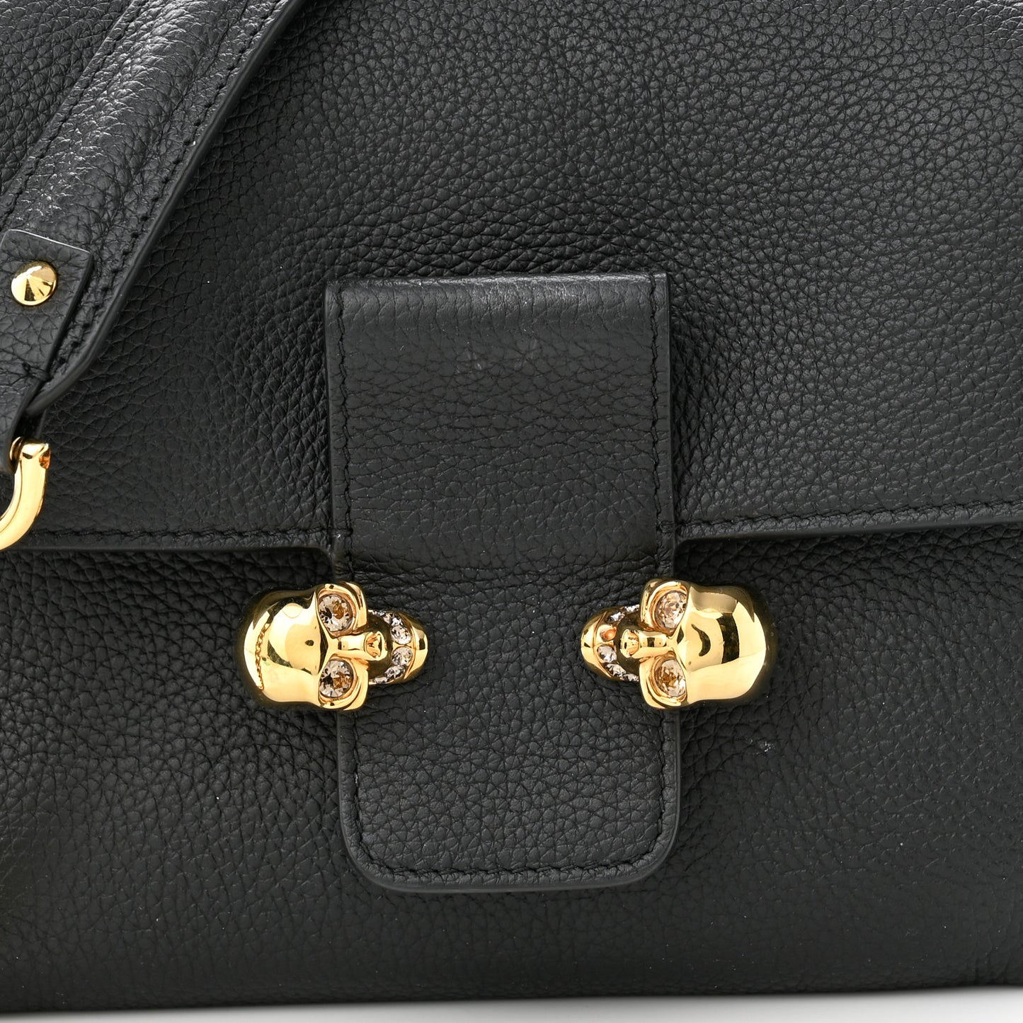 Calfskin Mini Twin Skull Chain Crossbody Black