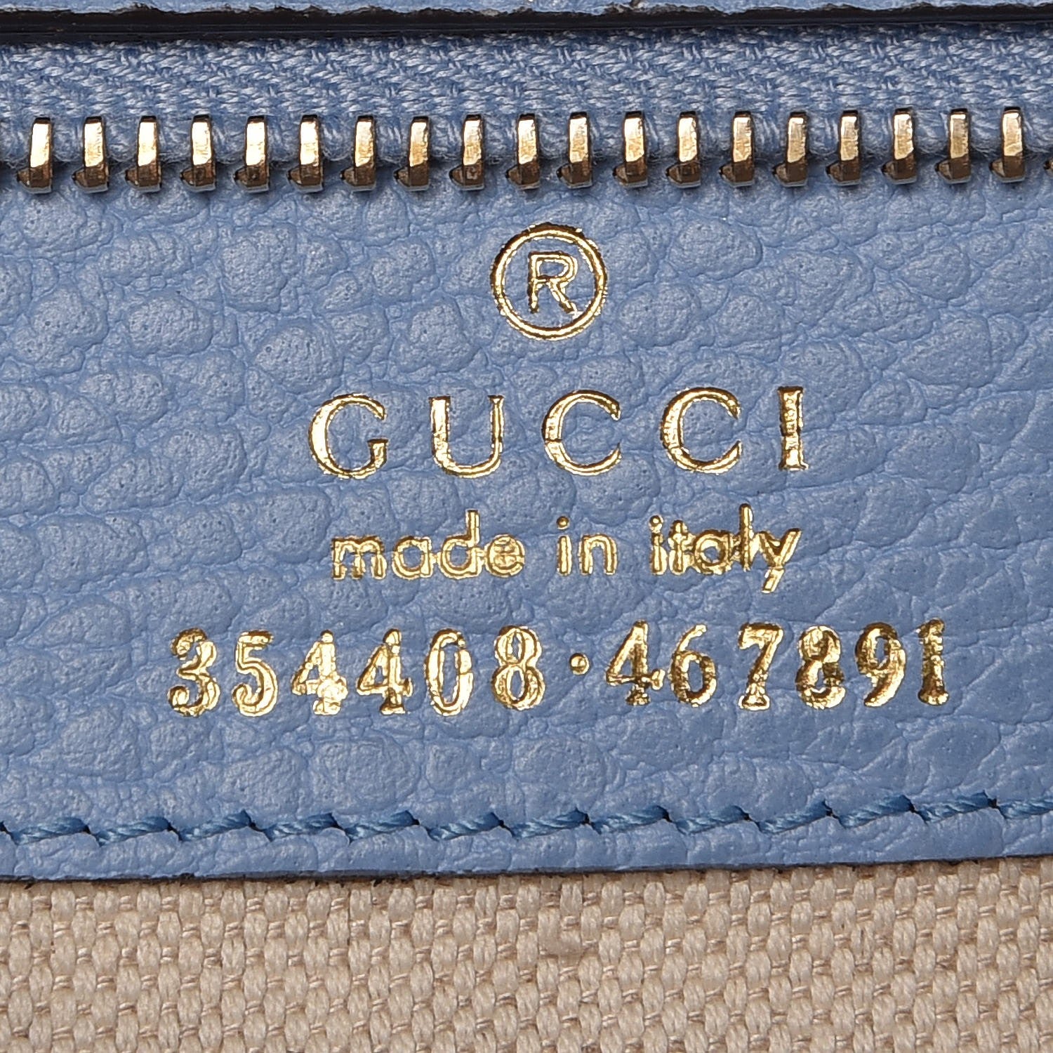 Gucci Dollar Calfskin Small Swing Tote Camelia Mineral Blue 6 of 6