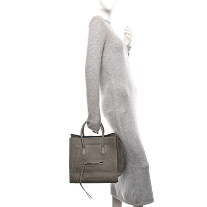 Celine Crocodile Embossed Nubuck Medium Phantom Luggage Grey 2 of 11