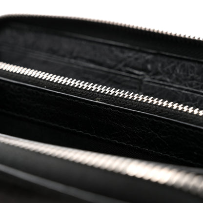 Balenciaga Agneau Classic Silver Hardware Continental Zip Around Wallet Black 9 of 11
