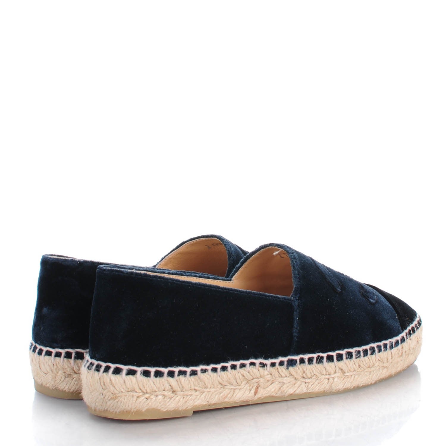 Chanel Velvet CC Espadrilles 37 Navy Black 4 of 7
