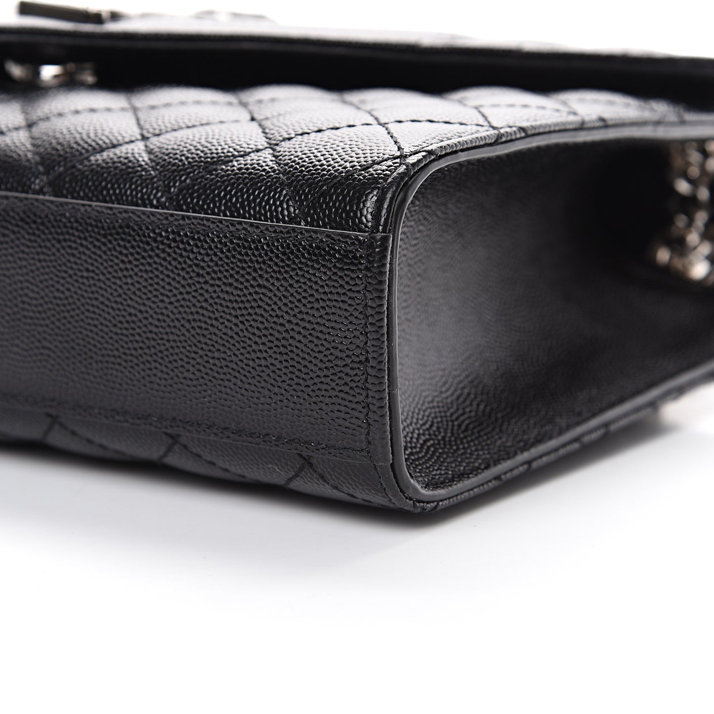 Grain De Poudre Textured Mixed Matelasse Triquilt Medium Monogram Satchel Black