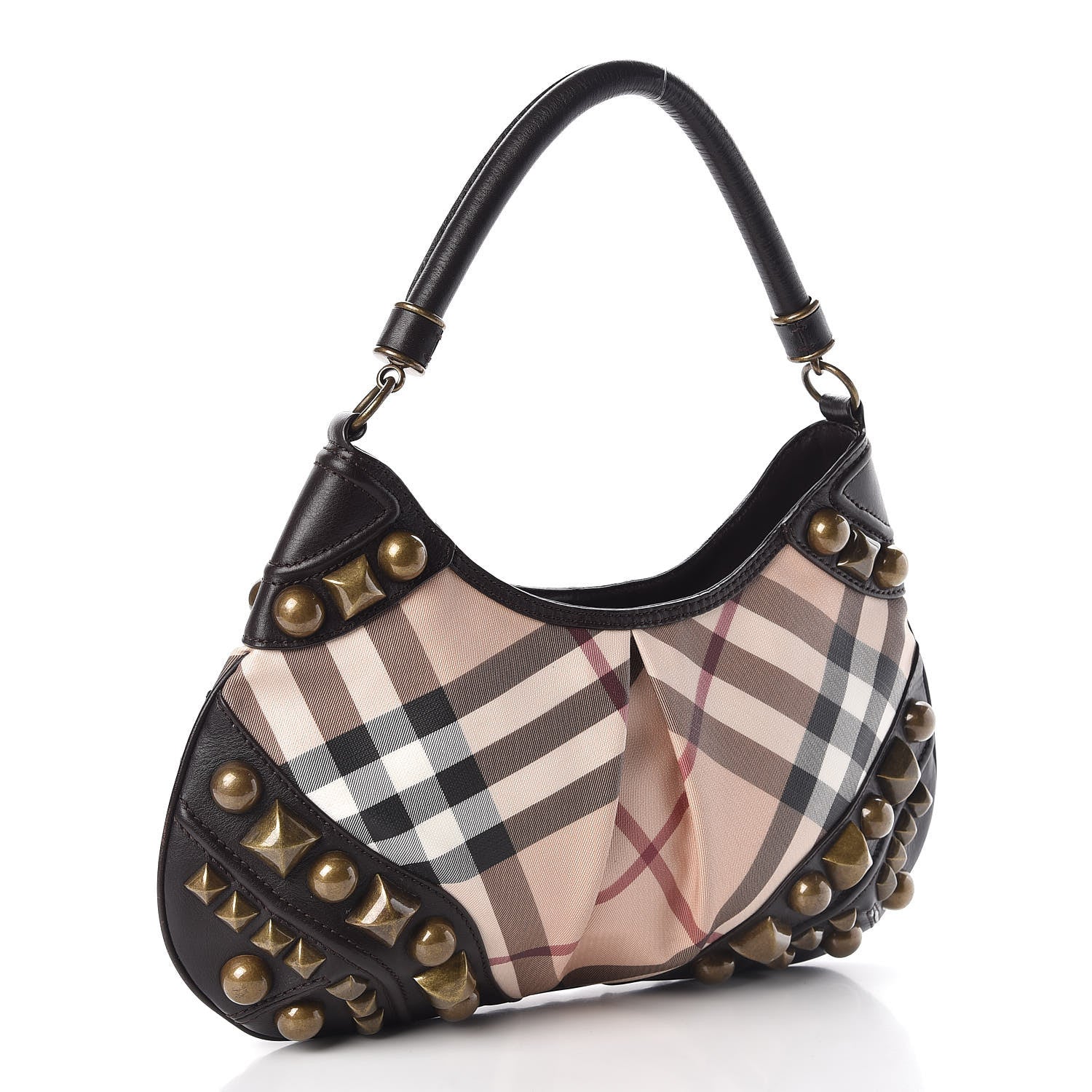 Burberry Nova Check Mega Stud Medium Alverton Hobo Chocolate 3 of 7