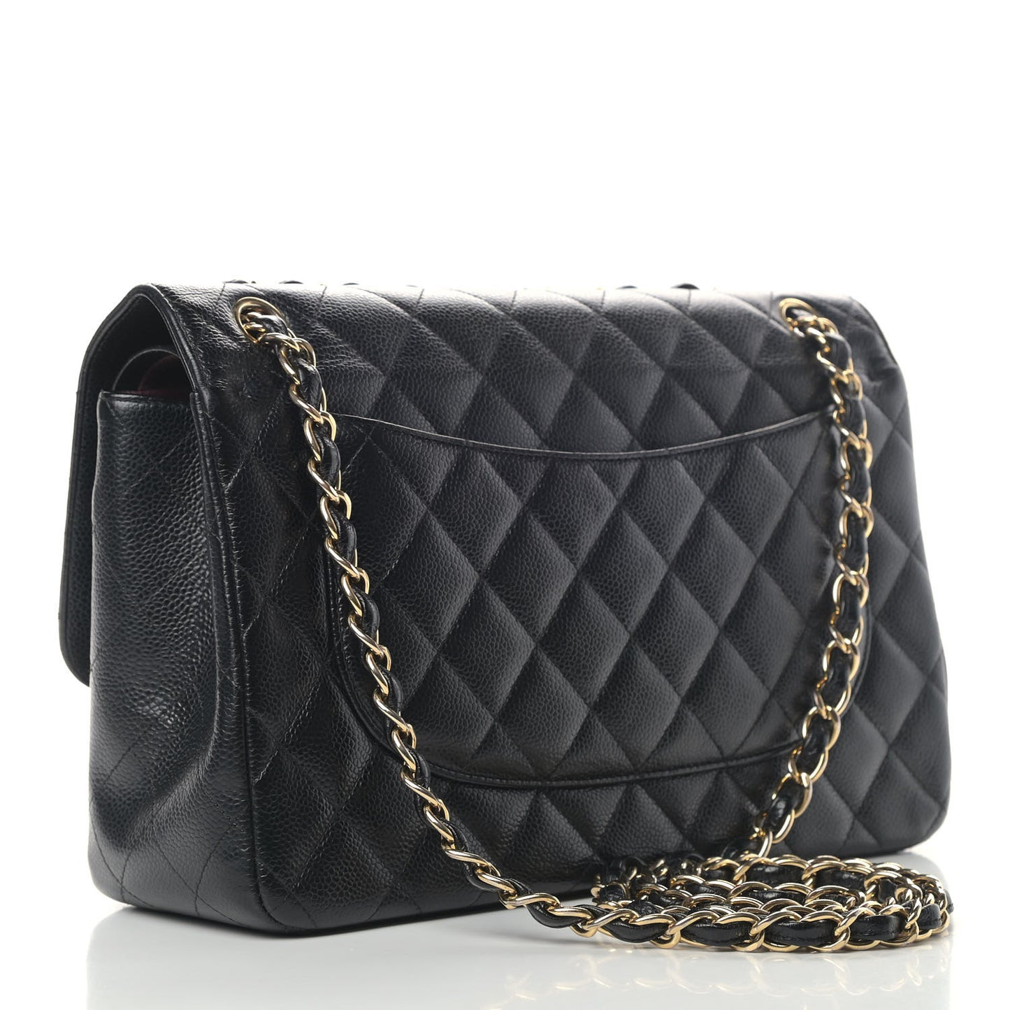 Caviar Quilted Jumbo Double Flap Black