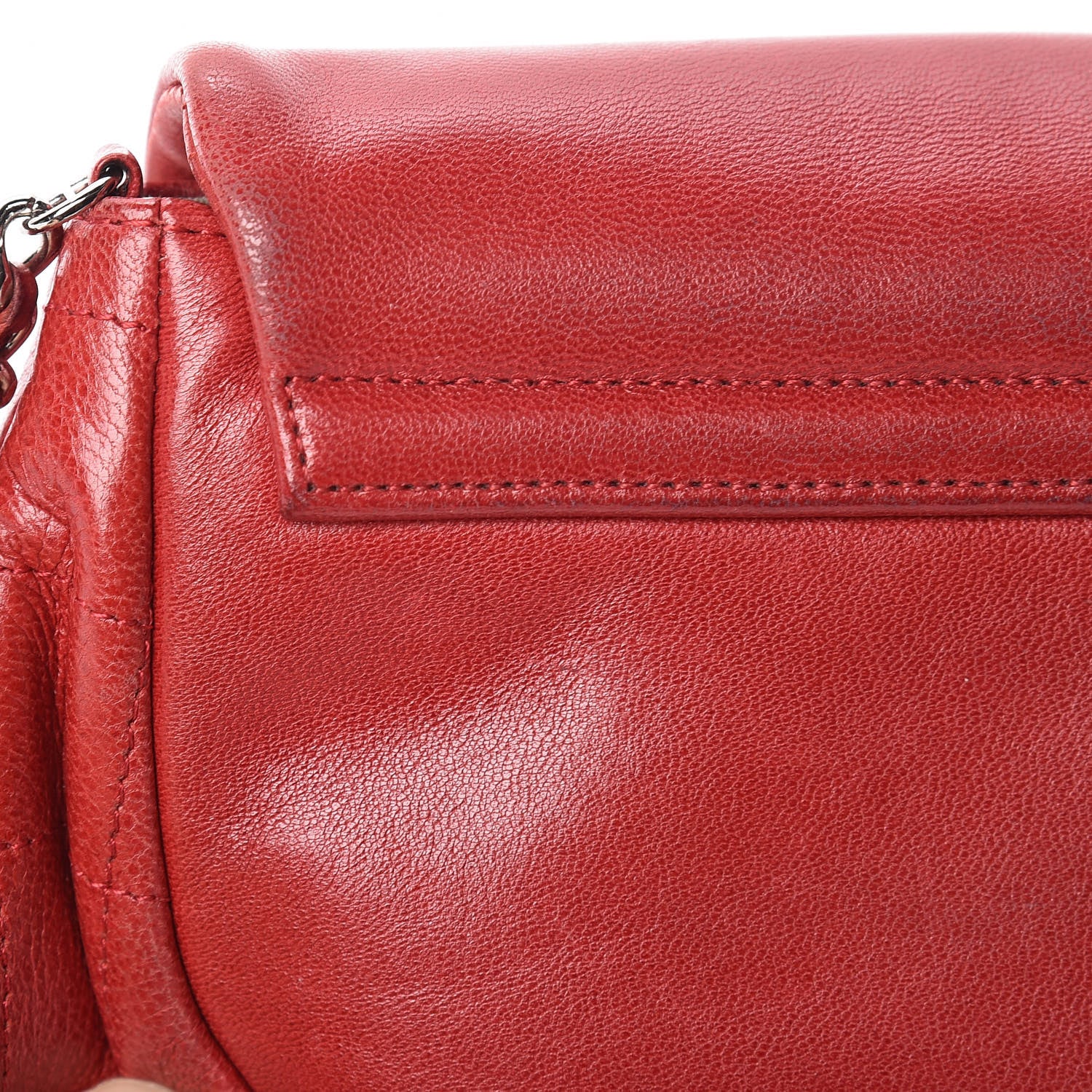 Chanel Lambskin Half Moon Wallet On Chain WOC Red 11 of 14