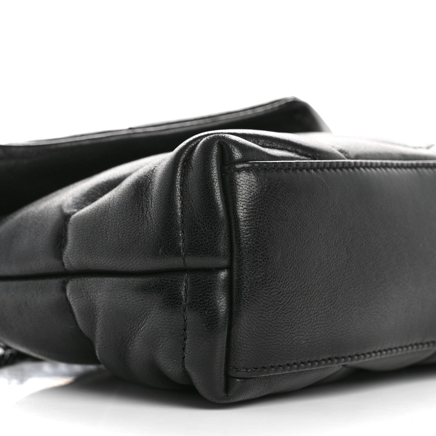 Saint Laurent Lambskin Quilted Toy Loulou Puffer Monogram Monochrome Chain Satchel Black 9 of 10