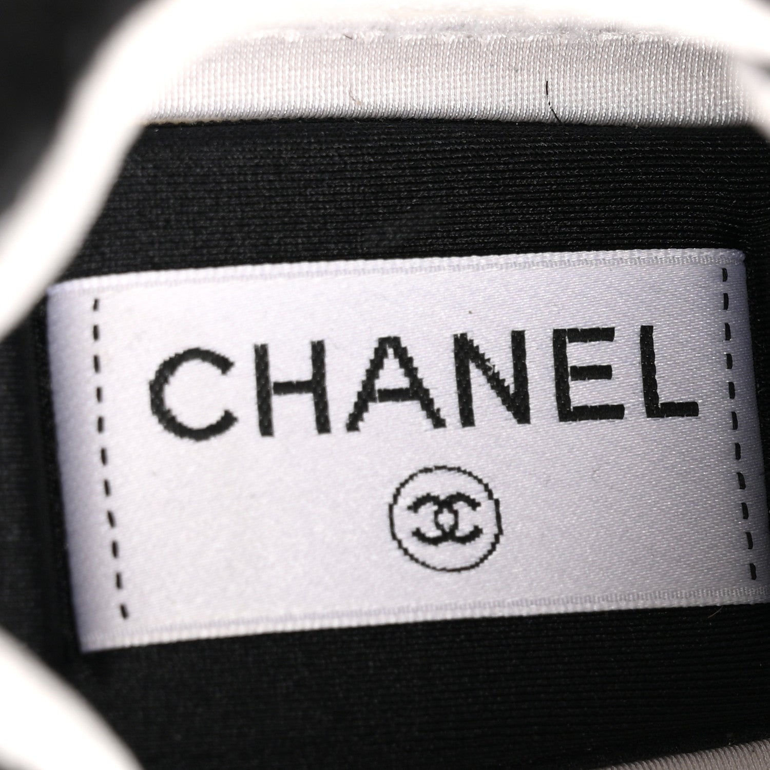 Chanel Nylon Suede Calfskin Printed CC Sneakers 36 White Black