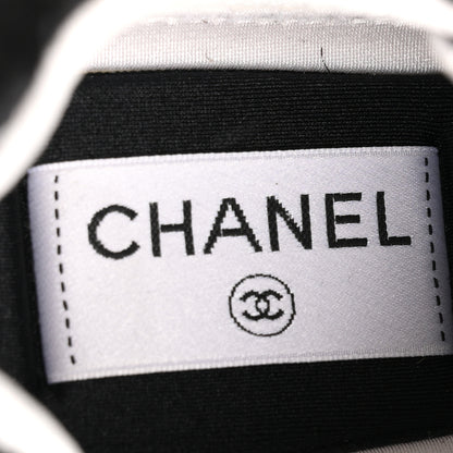 Chanel Nylon Suede Calfskin Printed CC Sneakers 36 White Black 7 of 8