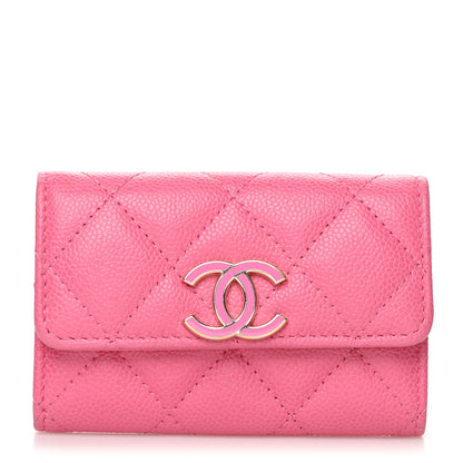 Chanel Caviar Quilted Flap Card Holder Pink 1 of 11