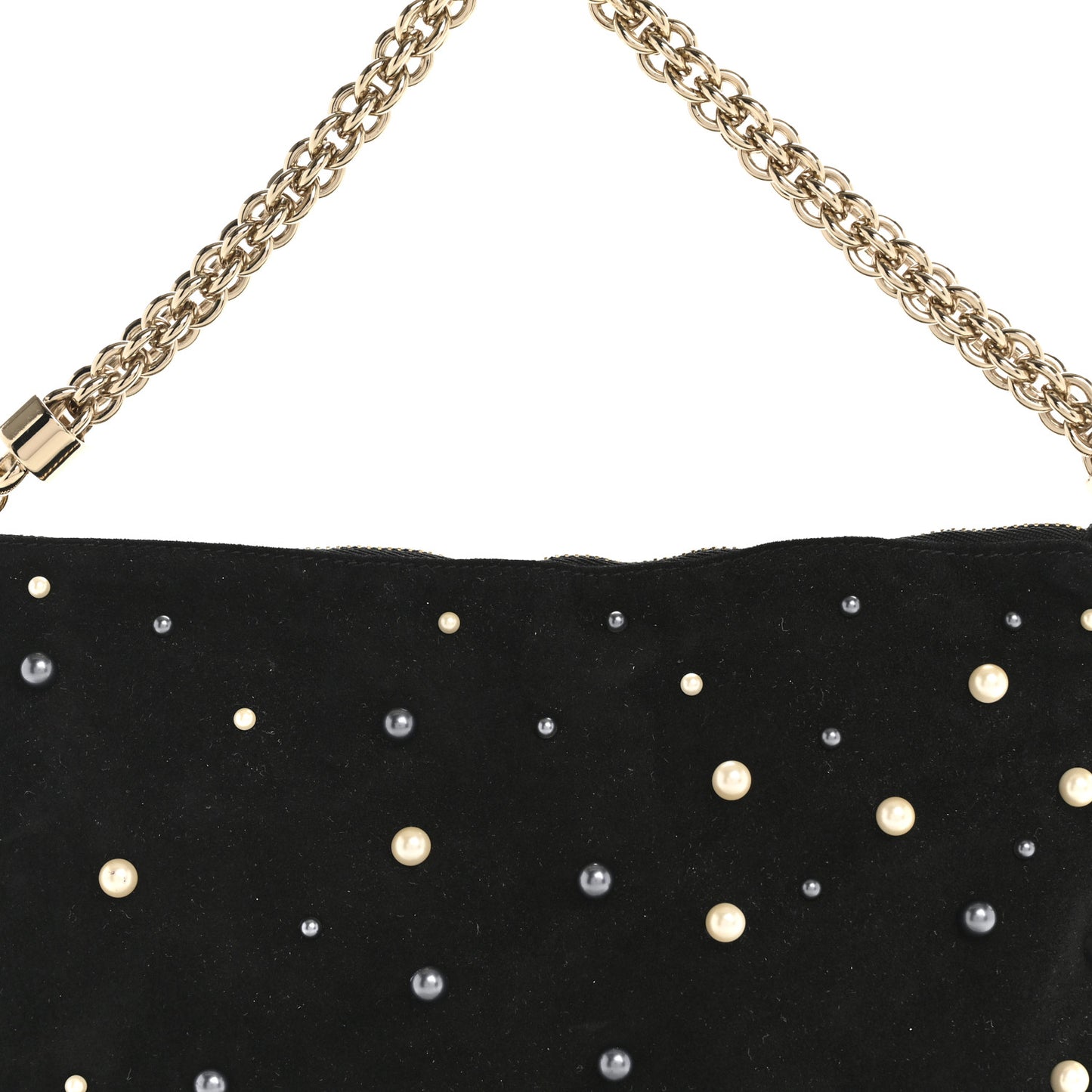 Suede Pearl Embellished Callie Tassel Clutch Bag Black