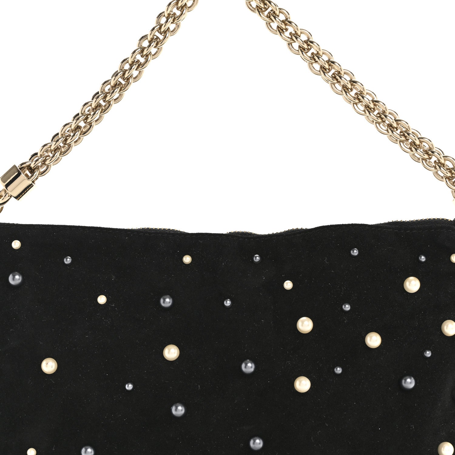 Jimmy Choo Suede Pearl Embellished Callie Tassel Clutch Bag Black 8 of 12