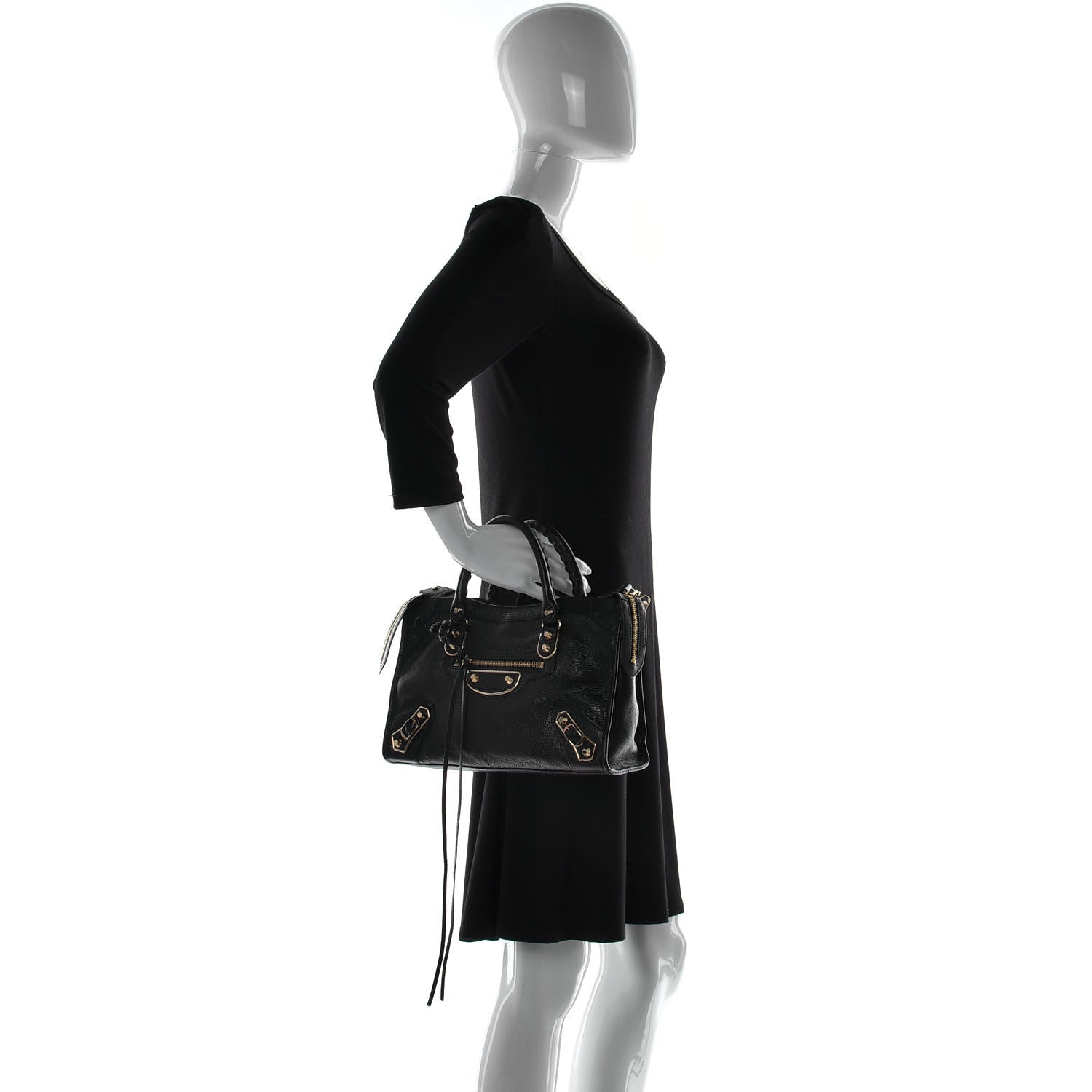 Balenciaga Chevre Gold Metallic Edge Hardware S City Black 3 of 14