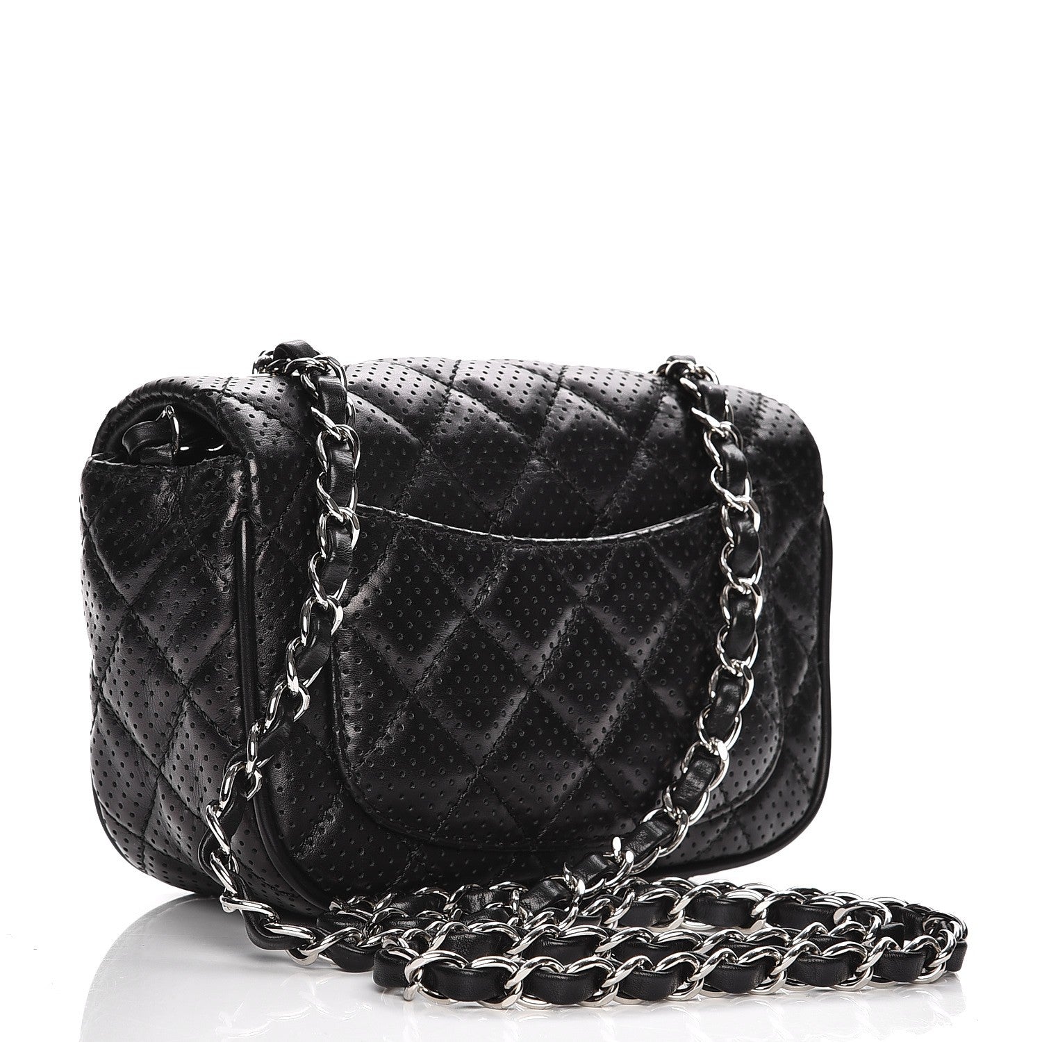 Chanel Lambskin Perforated Mini Rectangular Flap Black 3 of 8