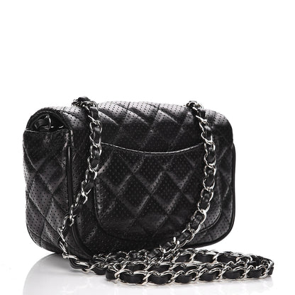 Chanel Lambskin Perforated Mini Rectangular Flap Black 3 of 8
