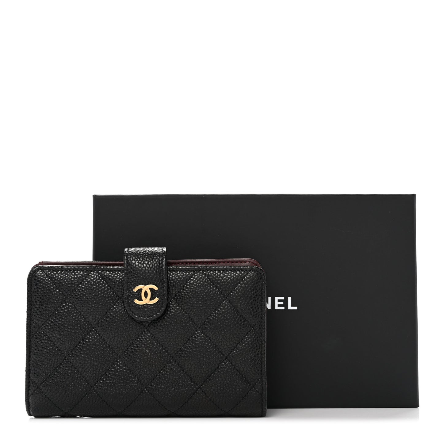Caviar Quilted Zipped Pocket Wallet Black