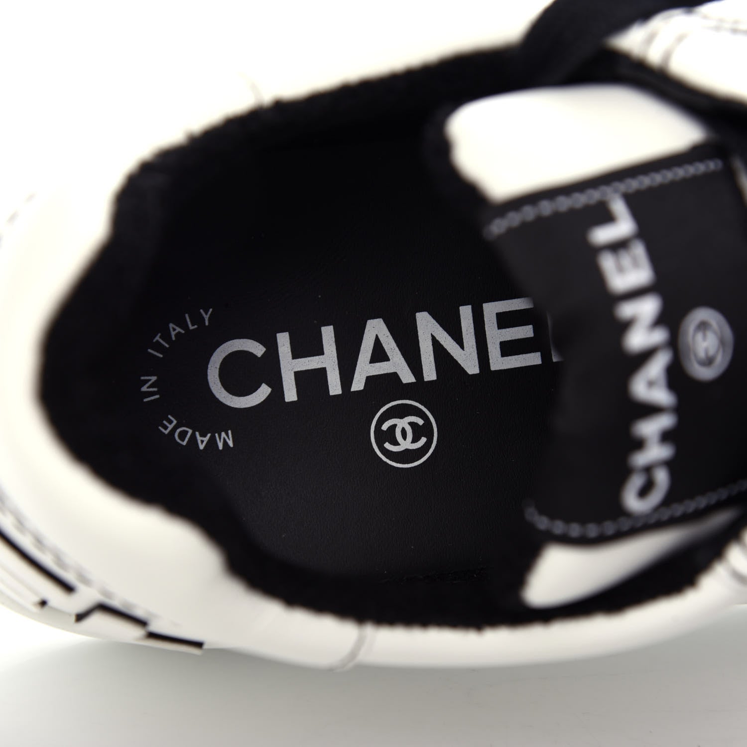 Chanel Calfskin Womens Logo Sneakers 36.5 White Black 8 of 11