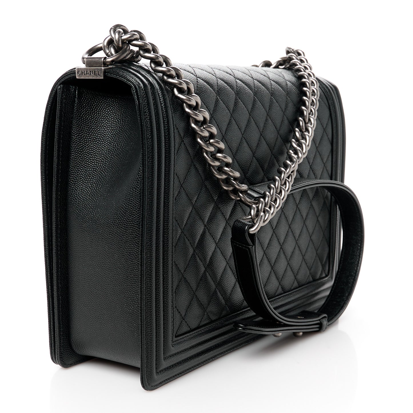Caviar Quilted Large Boy Flap Black
