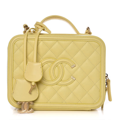 Chanel Caviar Quilted Medium CC Filigree Vanity Case Yellow 1 of 7