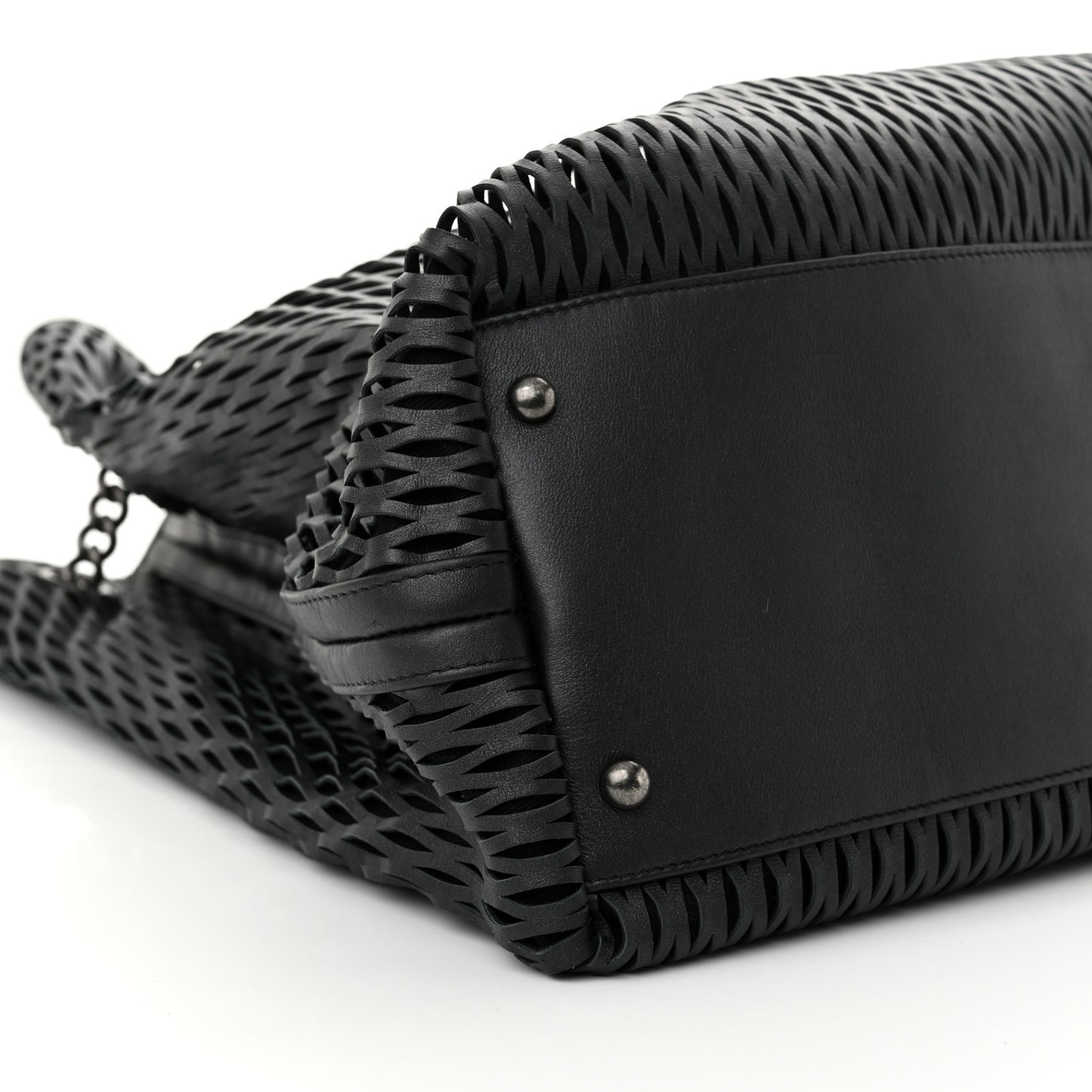 Calfskin Laser Cut Perforated CC Tote Black
