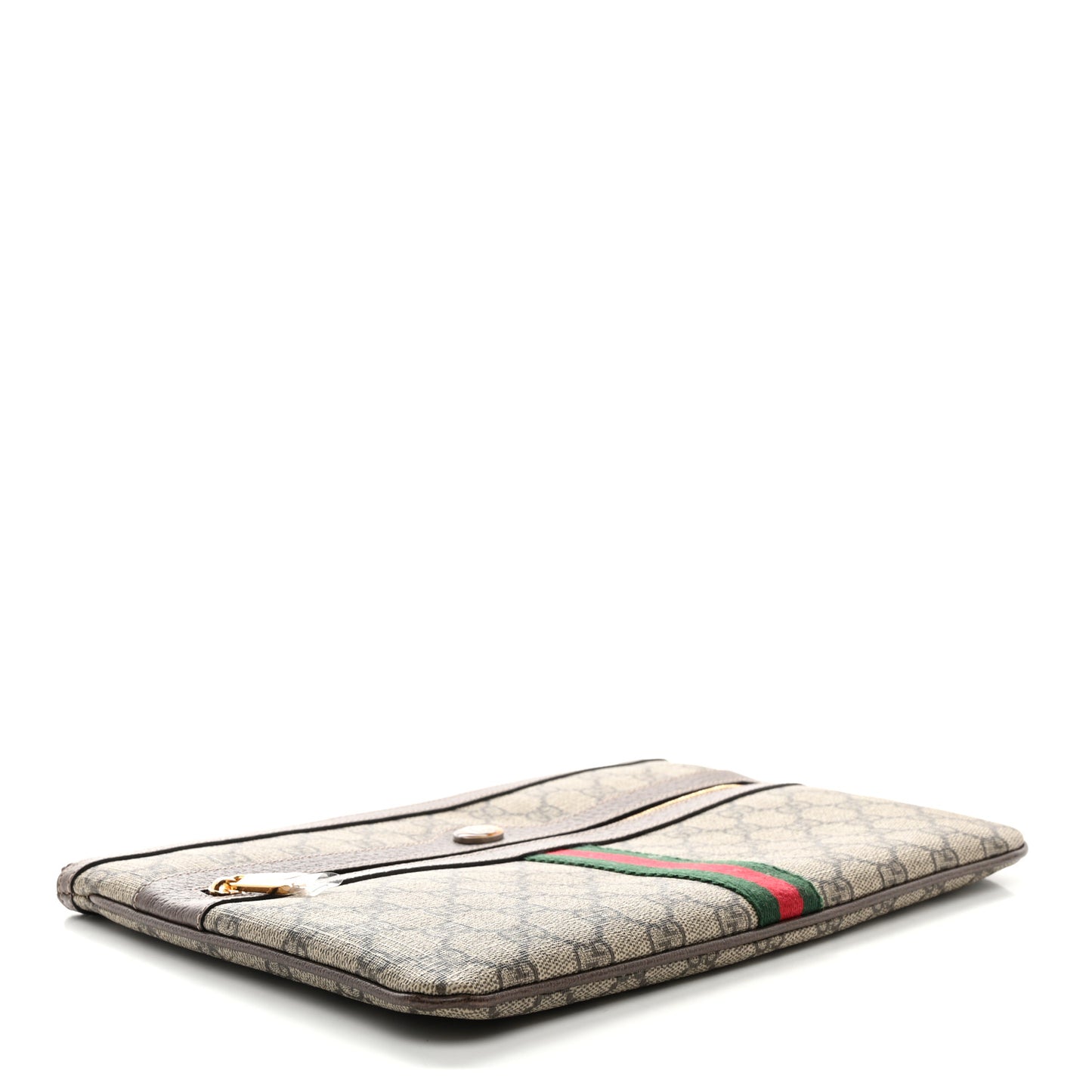 GG Supreme Monogram Large Ophidia Pouch Clutch Brown