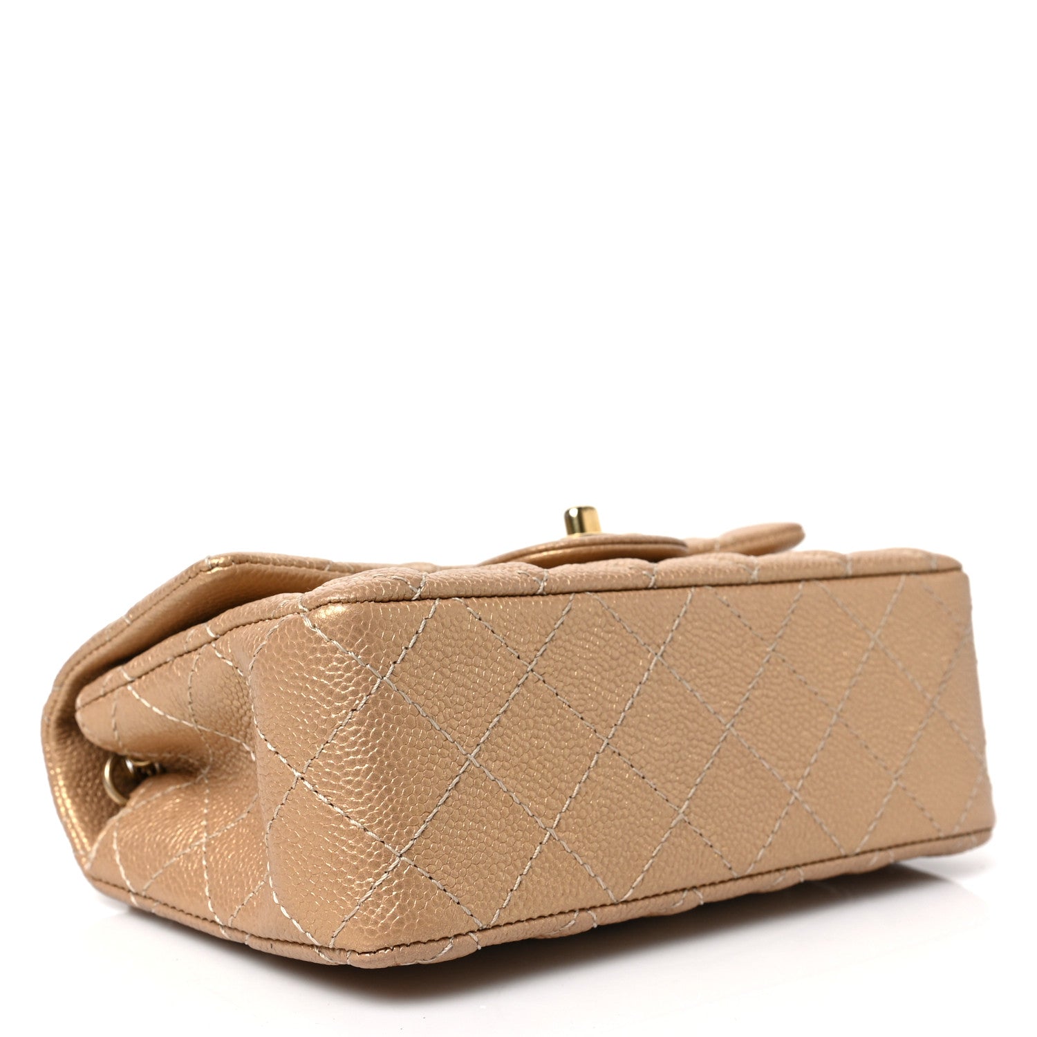 Chanel Pearly Caviar Quilted Mini Rectangular Flap Gold 4 of 9