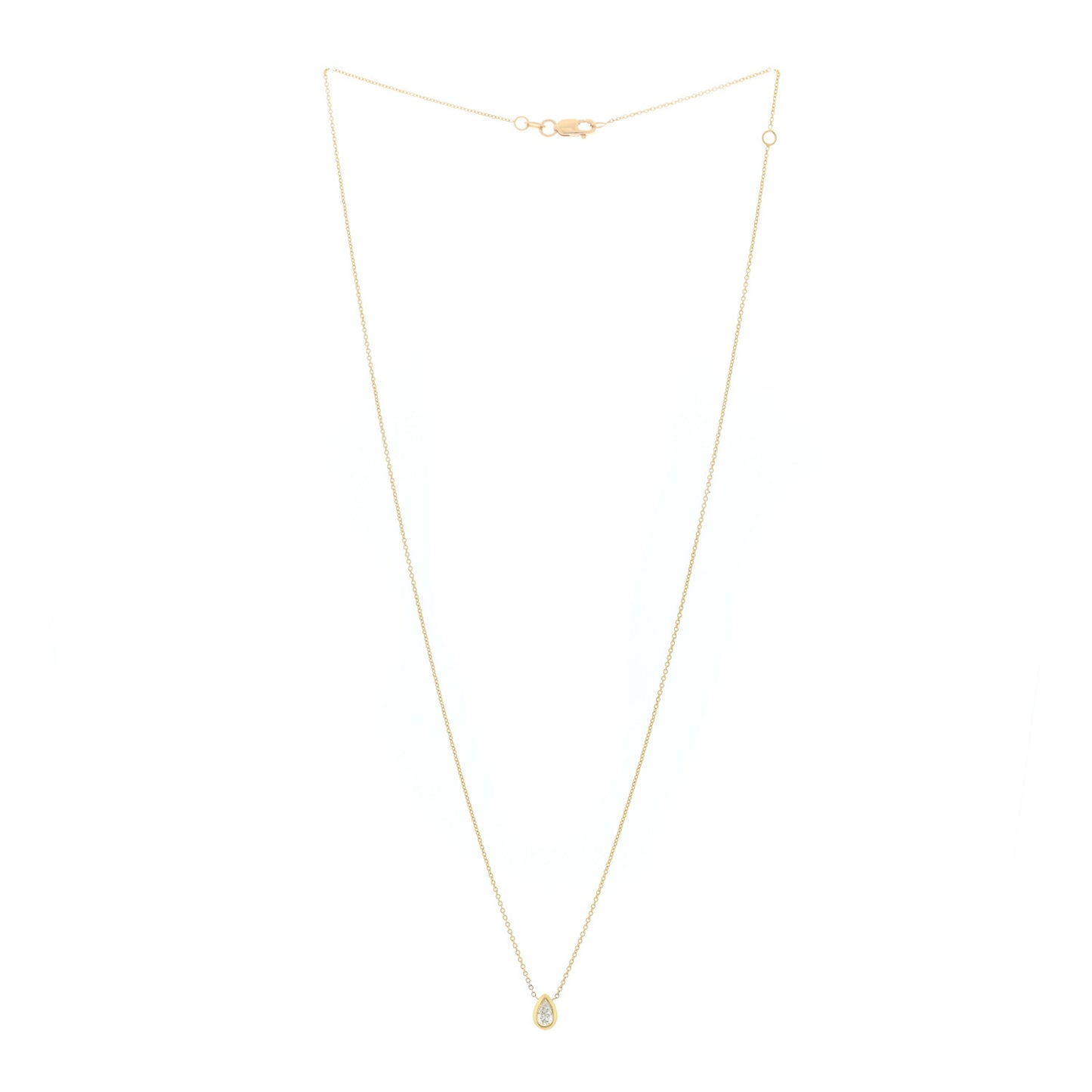 18K Yellow Gold Diamond .19ct Pear Cut Pendant Necklace