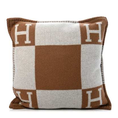 Hermes Wool Cashmere Avalon Pillow PM Ecru Camel 1 of 3